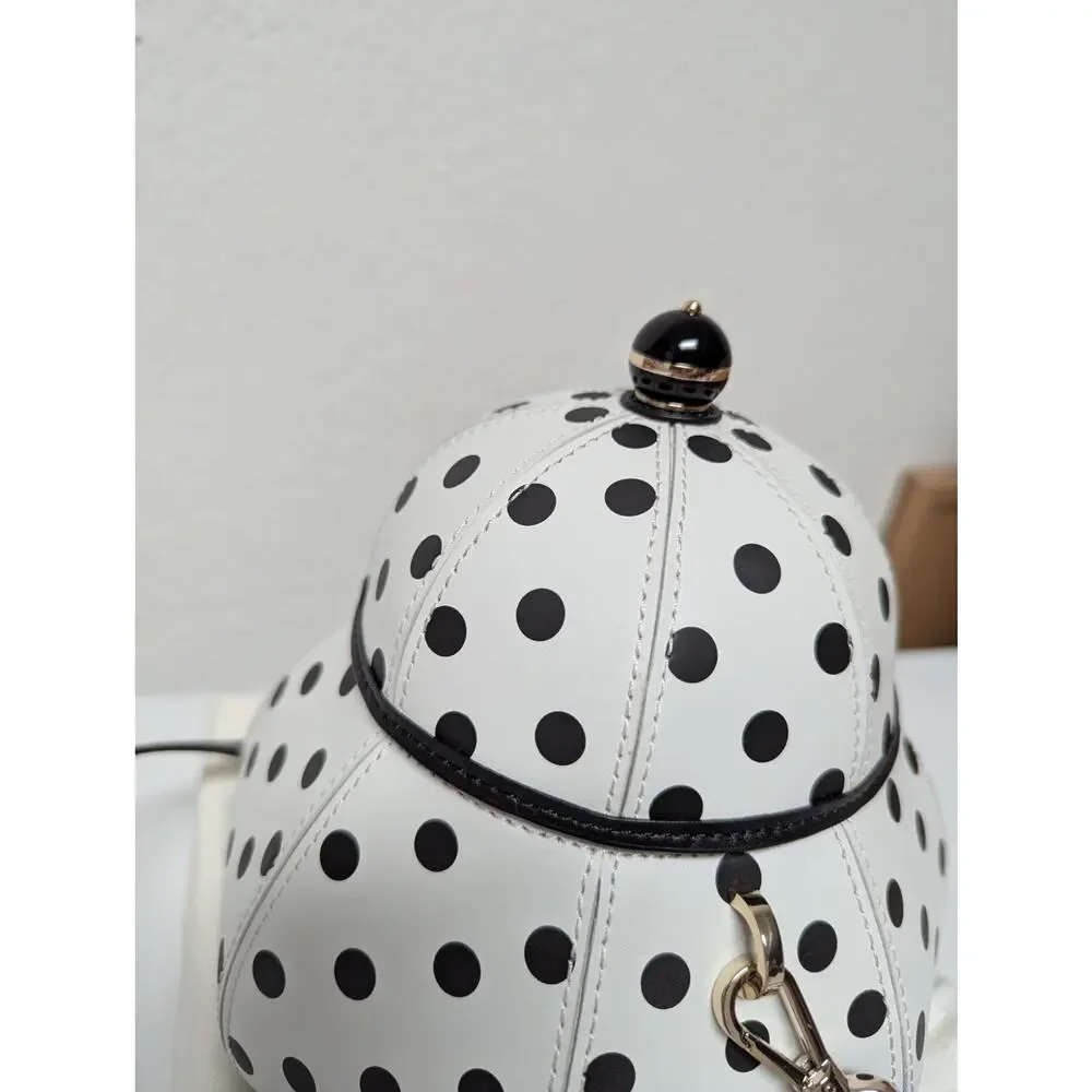 Kate Spade Alice in Wonderland Teapot Party White Polka Dot Crossbody Bag NWOT